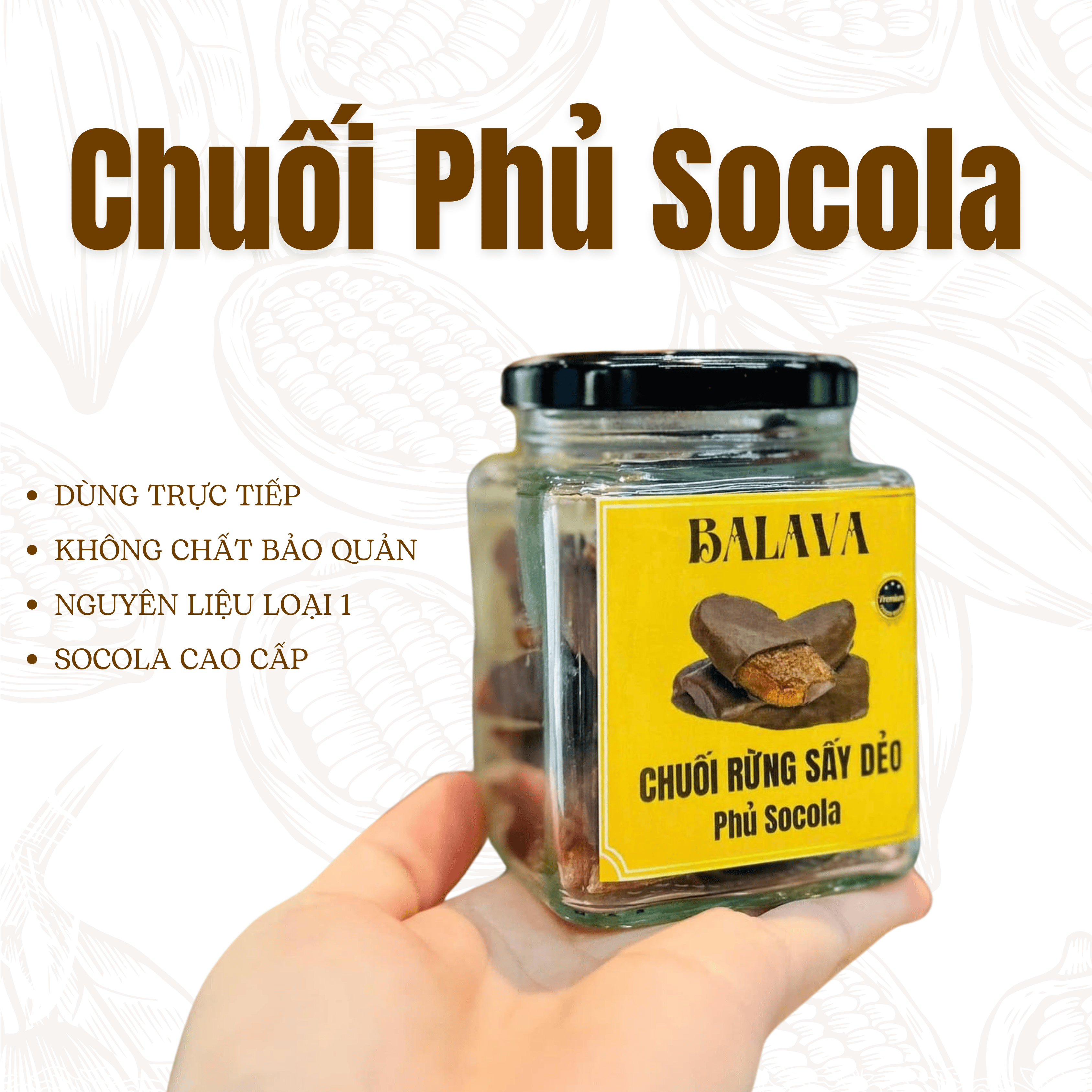Chuối Sấy Dẻo Phủ Chocolate Balava
