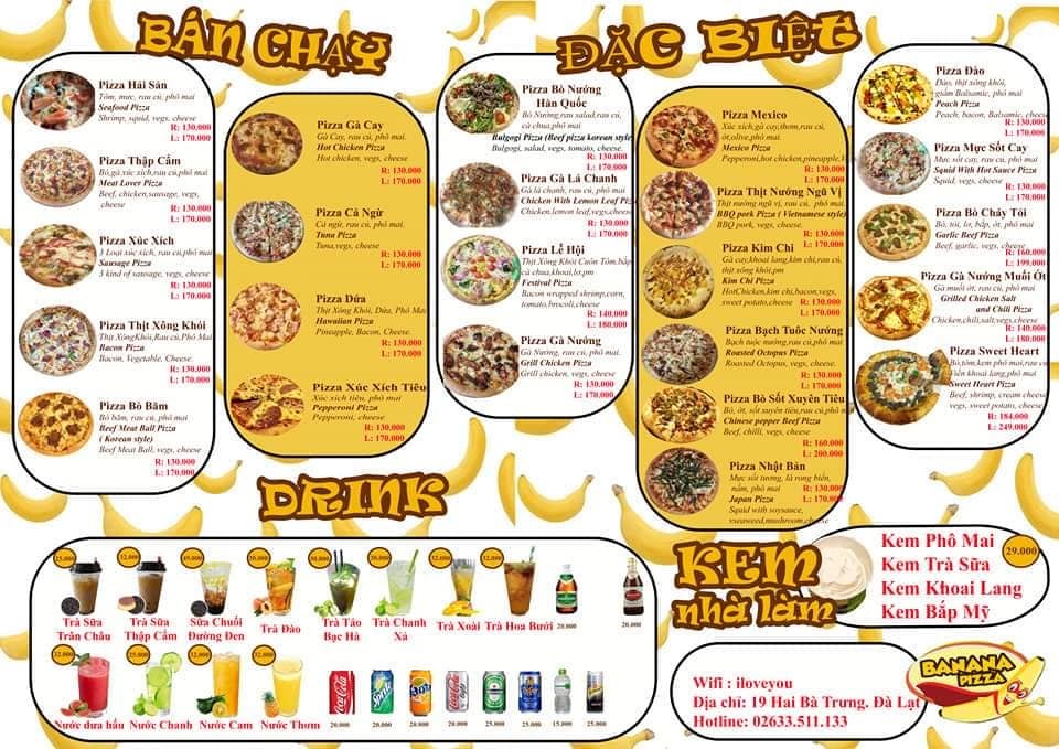 Đặt chỗ tại Banana Pizza Đà Lạt