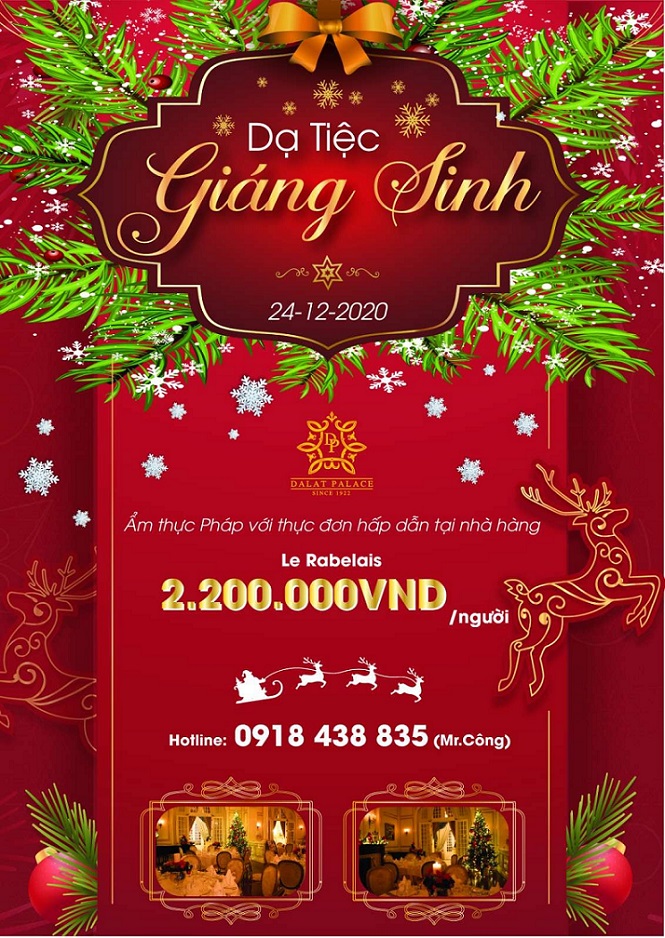 [Đã kết thúc] Vé tham dự dạ tiệc giáng sinh tại khách sạn Du Parc / Dalat Palace