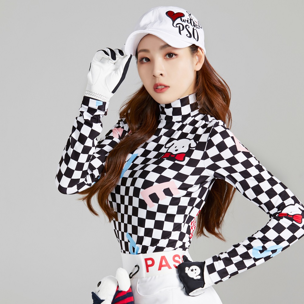 Áo golf nữ tay dài họa tiết caro PASSARDI Golf Hàn Quốc