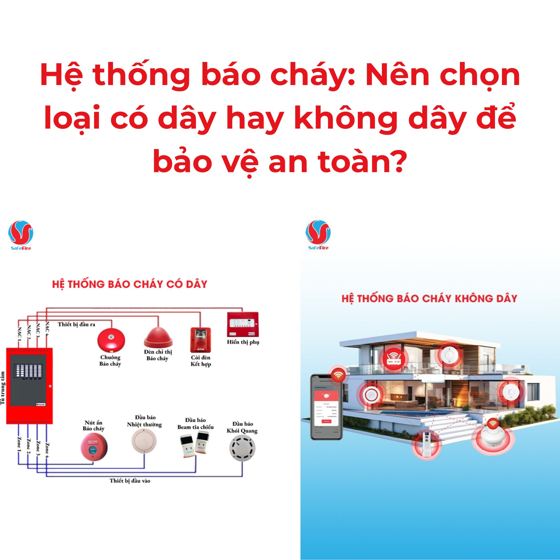 Hệ thống báo cháy: Nên chọn loại có dây hay không dây để bảo vệ an toàn?