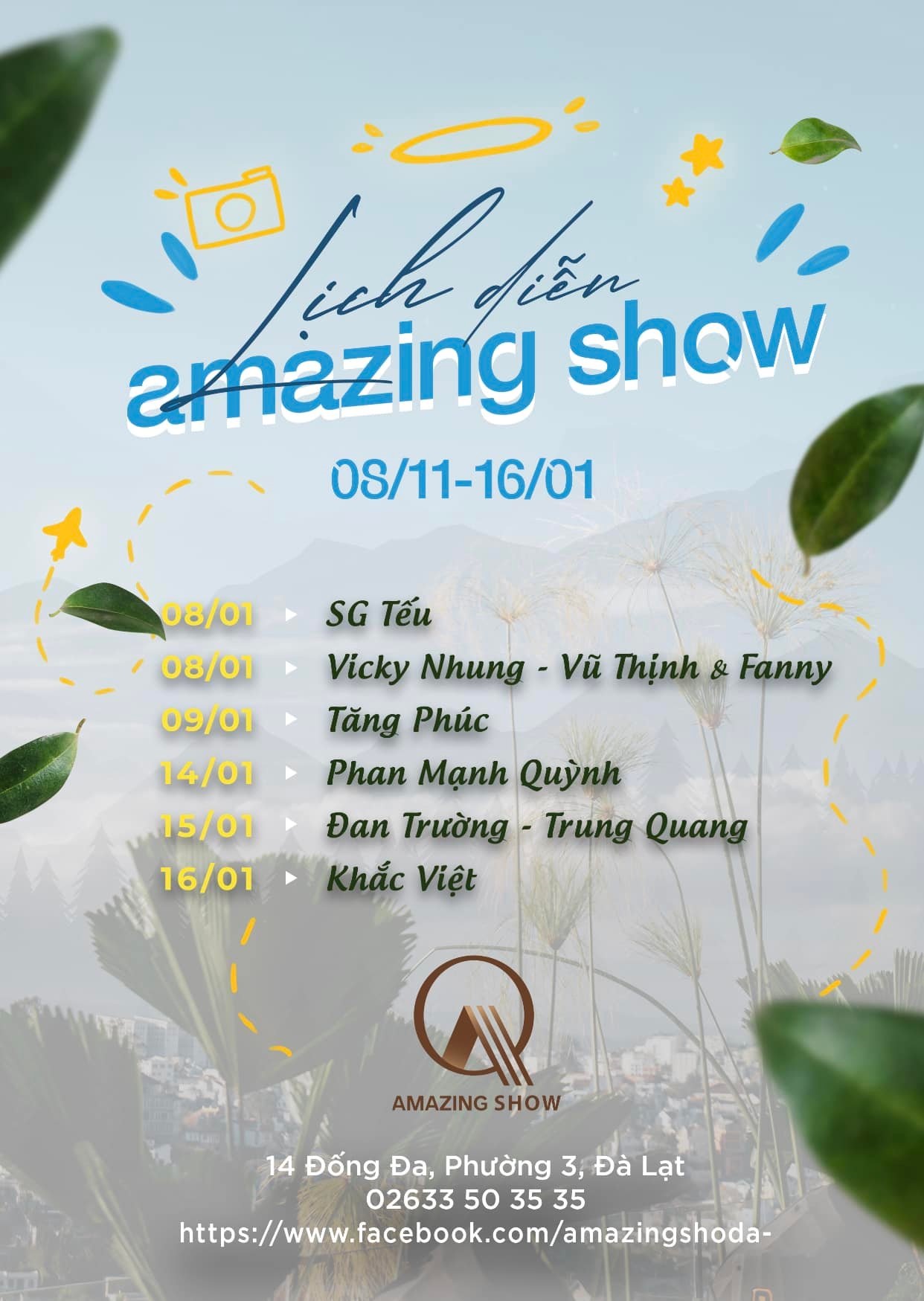 [Đã kết thúc] Vé Amazing Show tại Dalat Golf Café tháng 01/2022